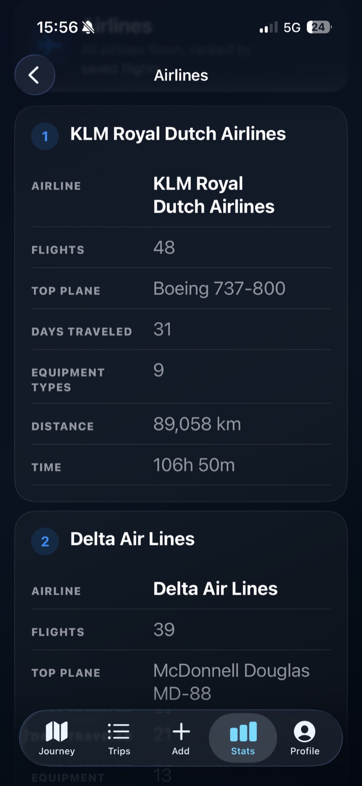 PastRouteBook ranked airline statistics